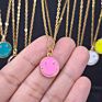 Gold Neon Smile Smiley Pendant Necklace