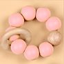 Custom Non-Toxic Wooden Teething Toy Silicone Beads Baby Teether