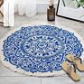 Nordic Ethnic Style Cotton Linen round Floor Mat for Living Room Bedroom Anti-Slip Doormat Tassels Boho Carpet