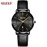 Olevs 5869 L Luxury Olevs Quartz Genuine Leather Strap Minimalist Ultrathin Wrist Watches Waterproof