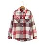 Oversized Design Plaid Color Shirt Coat Casual Women's Jackets with Pocket