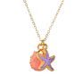 Product Cute Design Alloy Gold Plated Seashell Starfish Mermaid Beach Style Corlorful Pendant Necklace for Kids
