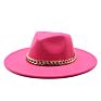 Ready to Ship Classic Men& Women Red Jazz Hat Unisex Panama Hat 8.5Cm Wide Brim Fedora Hat with Chain Belt 12 Colors