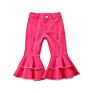 Rts Instock Tiered Baby Girl Flared Denim Pants Kids Jeans Bell Bottom