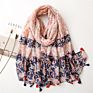 Soft Warm Shawl Beach Wrap Womens Pastel Flowers Print Scarves Lightweight Paisley Striped Geometric Print Tassel Scarf