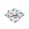 Tie Gift Box White Dress Mens Neck Printed Bowtie Adjustable and Pocket Square Set Linen Bow Ties