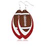 Trending Unique Rugby Football Sports Earings Water Drop Glitter Leather Teardrop Earrings Women