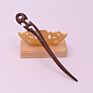 Vintage Retro Chinese Black Wooden Sandalwood Carved Long Horn Fork Pen Hairpin Wood Chopsticks Hair Sticks Pins Picks for Women