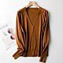 Women Autumn/ Knit Cardigan with Button Solid Color V-Neck Slim Ladies Wool Designer Outer Sweater