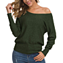 Women's off Shoulder Sweater Long Sleeve Loose Pullover Knit Jumper