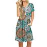 Women's Short-Sleeved Pleated Loose Skirt Casual Dress