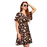 Womens Stripe Midi Dresses V Neck Polka Dot Ruffles Short Sleeve Kimonos Ladies Boho Dresses with Belt