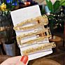 Y&Y 3Pcs/Pack Frosted Gold Foil Glitter Geometry Series Acrylic Acetate Hair Pins Set Clips Accessories