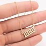 1980- Birth Year Number Stainless Steel Pendant Necklace for Women and Men