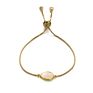 Adjustable 18K Gold Plated Brass Chain Natural Gemstone Faceted Labradorite Teardrop Charm Bracelet