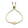 Adjustable 18K Gold Plated Brass Chain Natural Gemstone Faceted Labradorite Teardrop Charm Bracelet