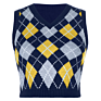 Arrivals Spring Fall Casual Crop Women V-Neck Sleeveless Ladies Plaid Knit Argyle Sweater Vest