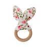Baby Boy Bunny Ear Teether Safe Organic Wood Teething Ring Baby Teething Toys