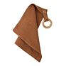 Baby Teether Blanket Muslin Lovey Baby Pacifier Blanket Wooden Teether Newborn Security Blanket