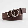 Belts for Women Double Ring Belt Pu Leather Metal Buckle Waist Belt Female Ladies Casual Dress Jeans Wild Waistband