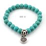 Bird Owl Elephant Pendant Simulated Turquoise Beaded Bracelet Cross Charm Natural Turkey Turquoise Stone Bracelet