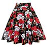 Black Rose Printed Floral Skirt High Waist Women Cotton 50S 60S Punk Flare Retro Vintage Skirt Vd0020