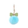 Bm1110 Purple Bow Rhinestone Pom Pom Keychain Fluffy Ball Key Chain Faux Fur Ball Keyrings for Girls Women