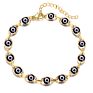 Boho 18K Gold Plated Lucky Evil Eyes Bracelet 7.5 Inch Blue Evil Eyes Charm Bracelet for Girls