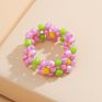 Boho Glass Seed Beads Woven Daisy Rings , 7Cm Rainbow Friendship Charm Flower Beaded Daisy Rings