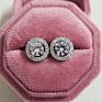 Brass Square round Geometric Bride Earrings Wedding Pink Diamond Cz Zircon Heart Stud Earrings for Women