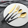 Buygo 4 Pcs 1010 Cutlery Gift Set Fork Knife Spoon Restaurant Party Tableware Eating Utensils Black Flatware Silverware Set