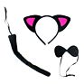 Children Baby Plush Fabric Animal Hair Accessories Cat Ears Leopard Tiger Tail Bow Hair Ties Kids Halloween Head Bands Headband