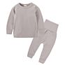 Children Pajamas Kids Plain Color Ribbed Cotton Pajamas Sets Kids Long Sleeves Sleepwear