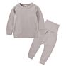 Children Pajamas Kids Plain Color Ribbed Cotton Pajamas Sets Kids Long Sleeves Sleepwear