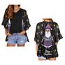 Christmas Blue Bell Cartoon Chiffon Kimono Cardigans Polynesian Tribal Style Casual Loose Open Front Swimwear Shirt Beach Women