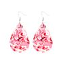 Creative Handmade Light Weight Flower Print Teardrop Earrings Leather Earrings for Women Party Wedding Jewelry