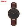 Customized Logo Classical Ultra Thin Minimalist Simple Design 40Mm 36Mm Rose Gold Case Black Leather Strap Mens Watch