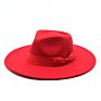 Designer Wide Brim Wool Fedora Hat Women Felt Vintage Style with Bow Red Hat