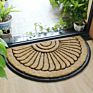 Dropshipping Half round Black Border Coco Doormat Heavy Duty Doormat Rubber-Backed Natural Coir Doormat