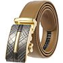 Gina Free Logo Men's Real Leather Ratchet Dress Belt with Automatic Buckle