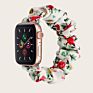 Girly Scrunchies Watch Bands for Apple Watch 38Mm 42Mm 40Mm 44Mm Leopard Flowers Printed Fabric Elastic Strap for Iwatch 7 6 Se