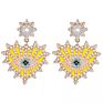 Gold Plated Big Eyes Diamond Evil Eyes Alloy Crystal Stud Earrings Women