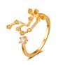 Gold Plated Cubic Zirconia 12 Zodiac Sign Letters Fine Jewelry for Women Men Birthday Gift Bijoux Constellation Rings