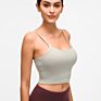 in Built Bra Short Style Sports Yoga Wear Crop Fitness Workout Women's Tank Cami Tops