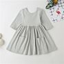 Kids Fall Wear Manufacturers Eco-Friendly Solid Color 95% Cotton Daily Life Dress for Girl