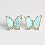 Korean Jewelry Color Transparent Glass Butterfly Earrings Needle Crystal Butterfly Stud Earrings