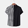 Men Striped Shirt Casual Lapel Neck Short Sleeve Button Shirt Chic Loose Blouse