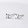 Minimalist Ear Silver Gold Color 4Mm Square round Triangle Cross Heart Shape Stainless Steel Stud Earrings