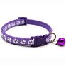 Multi Colors Paw Print Adjustable Nylon Pet Cat Dog Collar with Bell