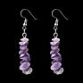 Natural Crystal Stone Beaded Earrings Multicolor Stones Tassel Hook Earrings